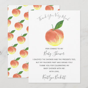 Tarjeta De Agradecimiento Sweet Little Peach Baby Shower