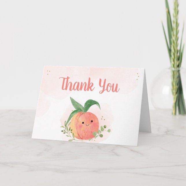 Tarjeta De Agradecimiento Sweet Little Peach Baby Shower (Anverso)