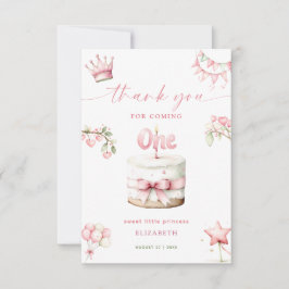 Tarjeta De Agradecimiento Sweet Little Princess Pink Cake 1st Birthday