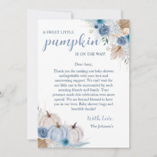 Tarjeta De Agradecimiento Sweet Little Pumpkin Autumn Baby Shower