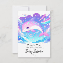 Tarjeta De Agradecimiento Sweet Majestic Dolphin Baby Shower