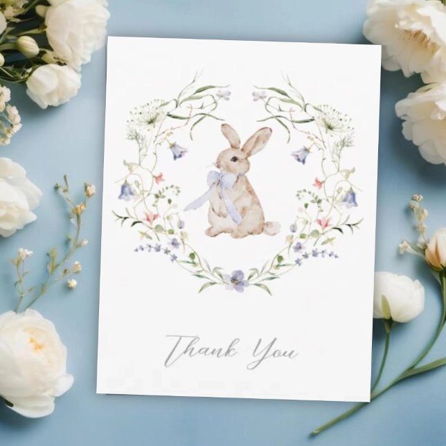 Tarjeta De Agradecimiento Sweet Meadow Bunny & Wildflowers Baby Shower   (Subido por el creador)