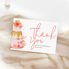 Tarjeta De Agradecimiento Sweet Modern Script Girls Birthday Party