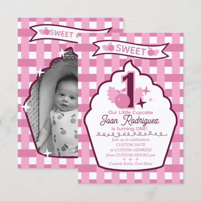 Tarjeta De Agradecimiento Sweet One Photo Invitations Flat Thank You Card (Anverso / Reverso)