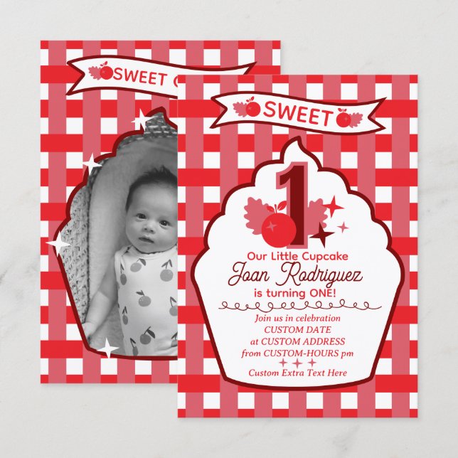Tarjeta De Agradecimiento Sweet One Photo Invitations Flat Thank You Card (Anverso / Reverso)