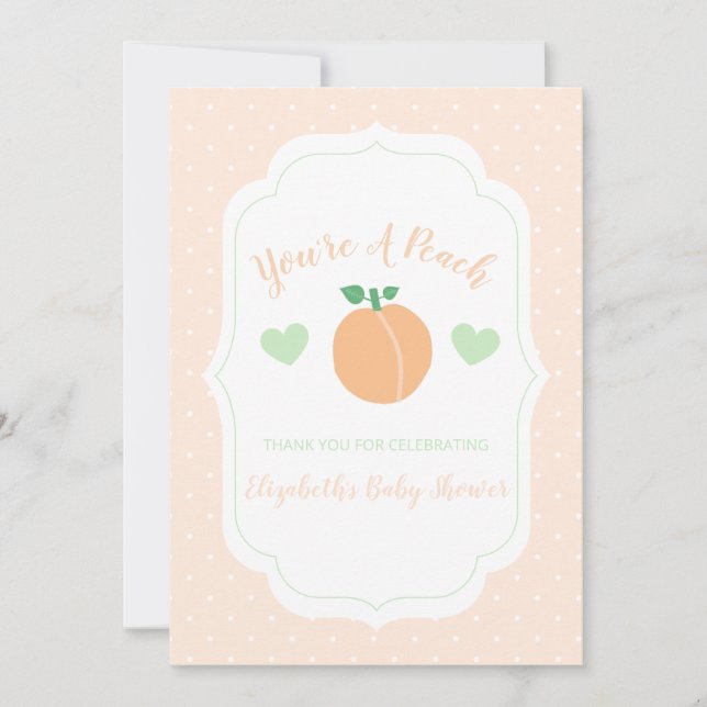 Tarjeta De Agradecimiento Sweet Peach Elegant Baby Shower (Anverso)