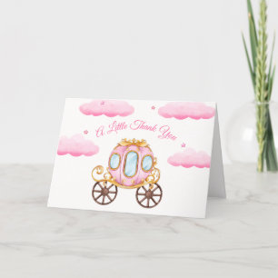 Tarjeta De Agradecimiento Sweet Pink Fairy Princess Carriage Baby Shower