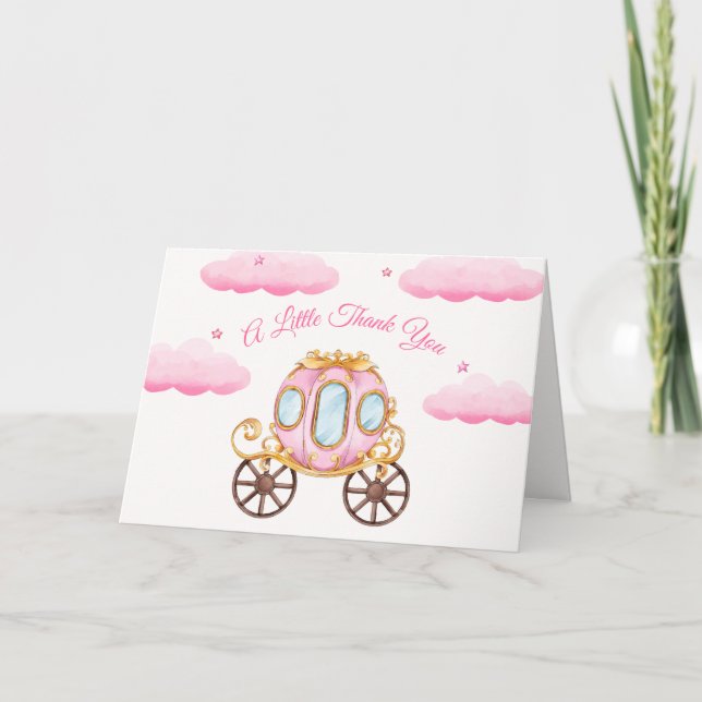 Tarjeta De Agradecimiento Sweet Pink Fairy Princess Carriage Baby Shower (Anverso)