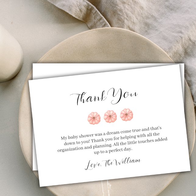 Tarjeta De Agradecimiento Sweet Pumpkin Baby Shower (Sweet Pumpkin Baby Shower Thank You Card)