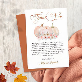 Tarjeta De Agradecimiento Sweet Pumpkin Floral Baby Shower