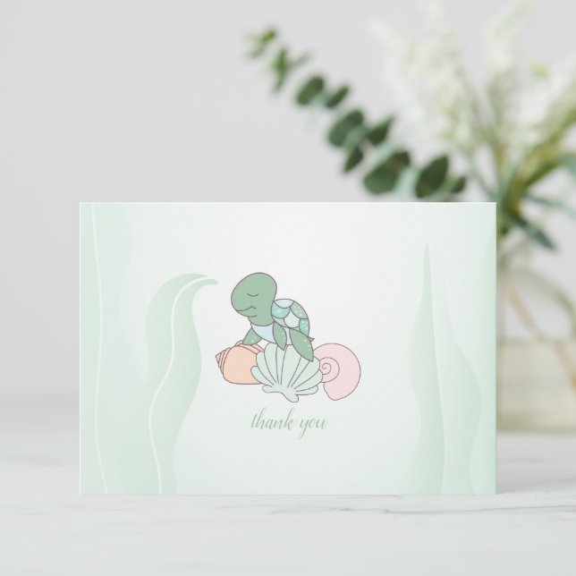 Tarjeta De Agradecimiento Sweet Sea Turtle Baby Shower Gracias (Anverso de pie)