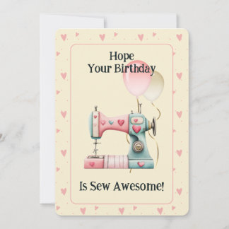 Tarjeta De Agradecimiento Sweet Sewing Machine Hearts Birthday Card