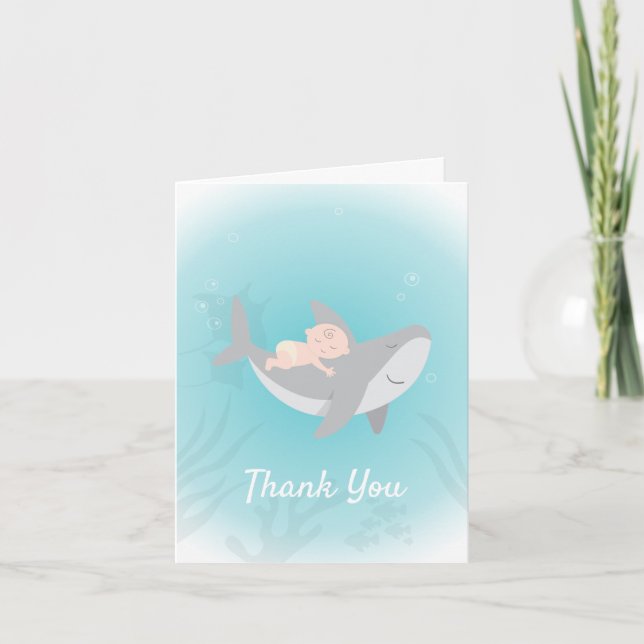 Tarjeta De Agradecimiento Sweet Shark Baby Shower Blank (Anverso)