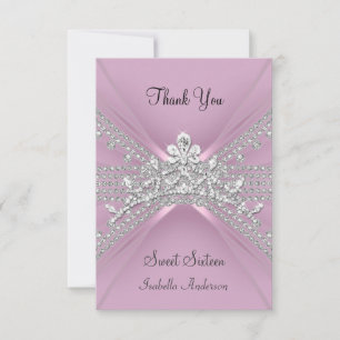 Tarjeta de agradecimiento Sweet Sixteen 16 Tiara R