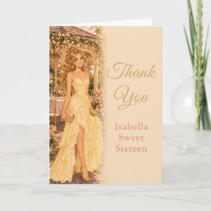 Tarjeta de agradecimiento Sweet Sixteen Amarillo M