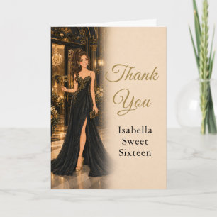 Tarjeta de agradecimiento Sweet Sixteen de Oro Neg