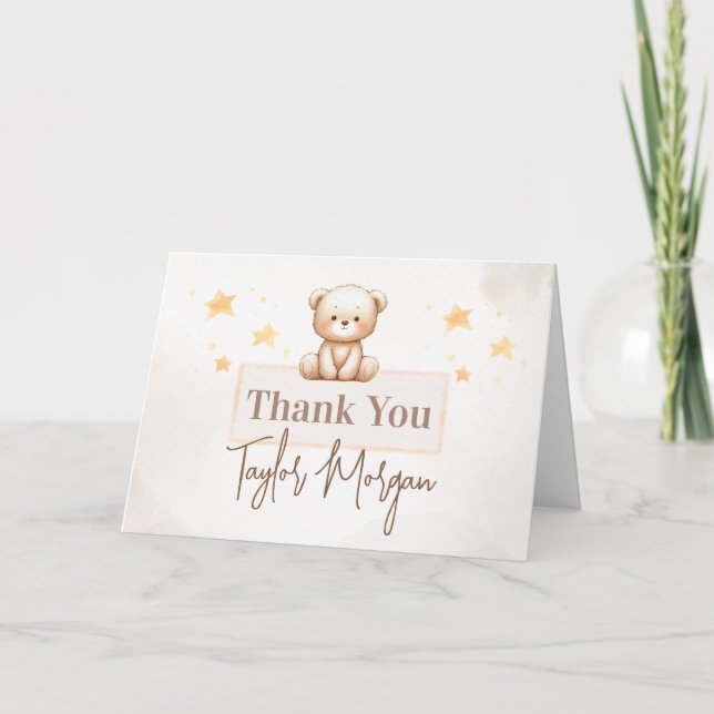 Tarjeta De Agradecimiento Sweet Teddy Bear Baby Shower (Anverso)