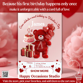 Tarjeta De Agradecimiento Sweet Valentine’s Birthday Invite – 1st Birthday