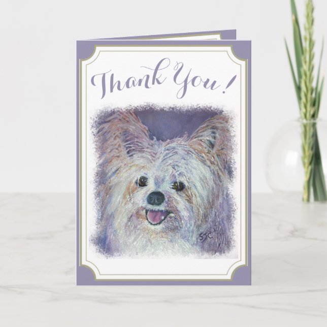 Tarjeta De Agradecimiento Sweet White Yorkie GRACIAS (Anverso)