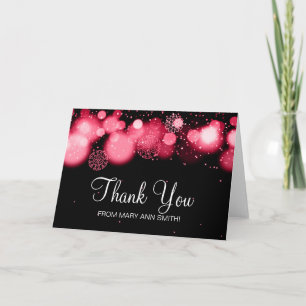 Tarjeta De Agradecimiento Sweet Winter 16 Gracias A Las Luces Rojas De Bokeh