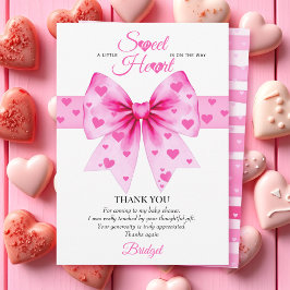 Tarjeta De Agradecimiento Sweetheart pink bow Valentines girl baby shower
