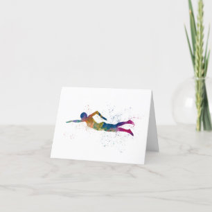 Tarjeta De Agradecimiento swimmer in watercolor
