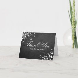 Tarjeta De Agradecimiento Swirls Blancas En El Boda Chalkboard Gracias