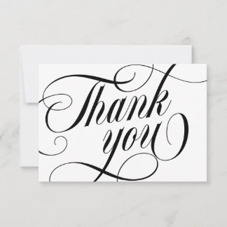 Tarjeta De Agradecimiento Swirly Elegant Black Script Thank You With Love