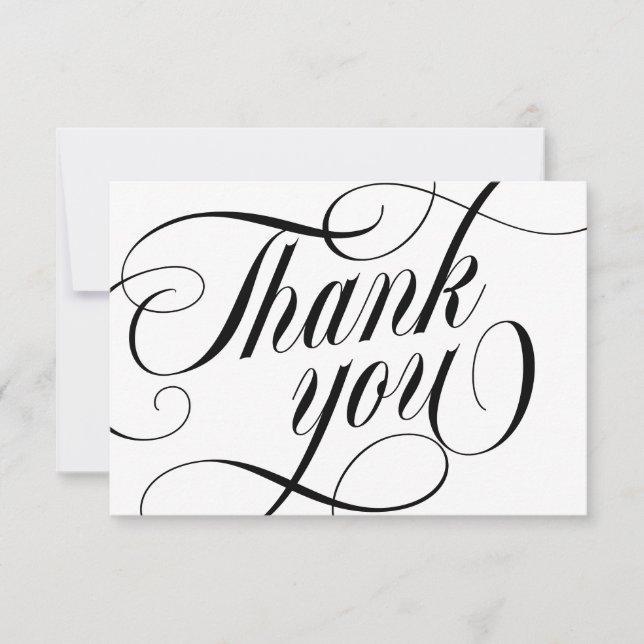Tarjeta De Agradecimiento Swirly Elegant Black Script Thank You With Love (Anverso)