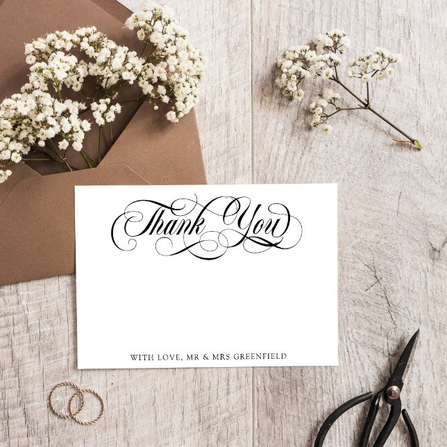 Tarjeta De Agradecimiento Swirly Elegant Blank Photo Boda Gracias (Subido por el creador)