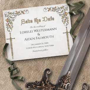 Tarjeta De Agradecimiento Swords Gamer Fantasy Boda
