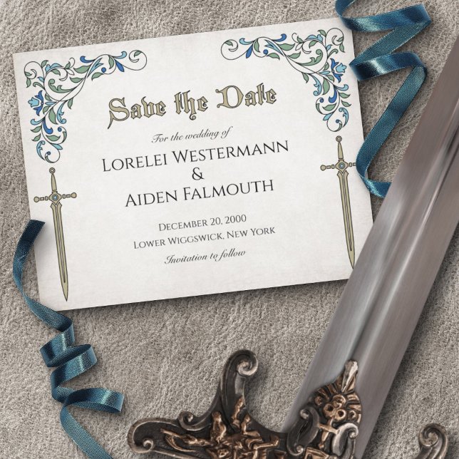 Tarjeta De Agradecimiento Swords Gamer Fantasy Boda (Subido por el creador)