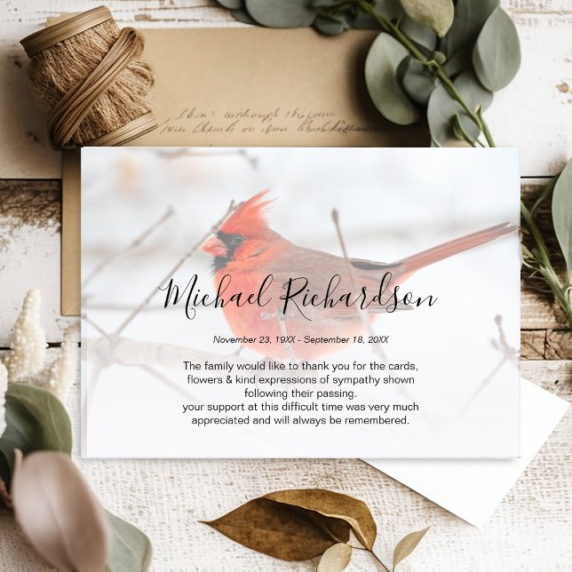 Tarjeta De Agradecimiento Symbolic Red Cardinal Memorial Thank You Card (Subido por el creador)