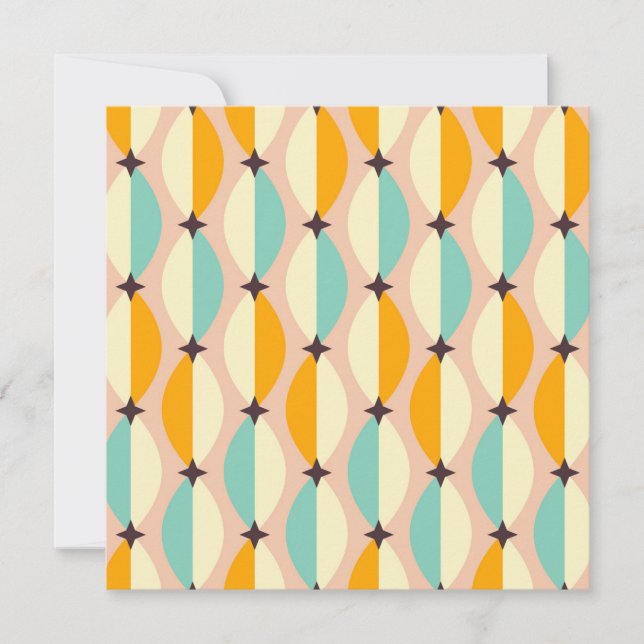Tarjeta De Agradecimiento Symmetrical retro pattern with interlocking teal (Anverso)