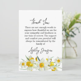 Tarjeta De Agradecimiento Sympathy Daffodil Funeral Thank You Card