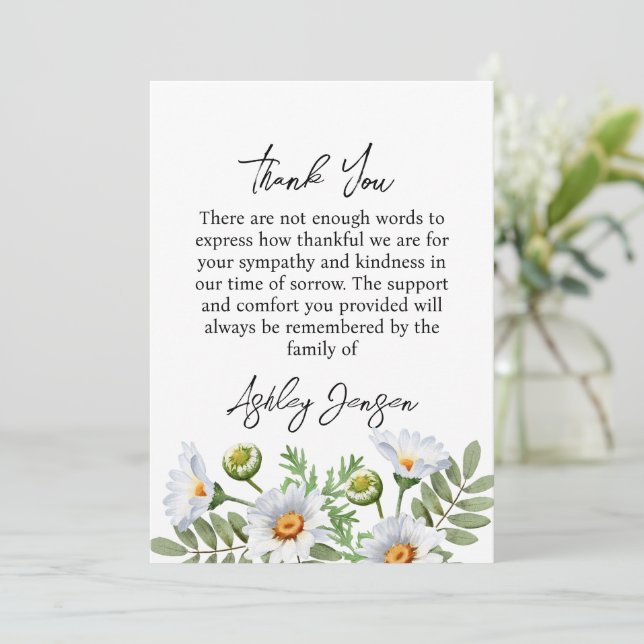 Tarjeta De Agradecimiento Sympathy Daisy Thank You Card (Anverso de pie)