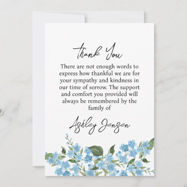 Tarjeta De Agradecimiento Sympathy Forget me not Photo Thank You Card (Reverso)