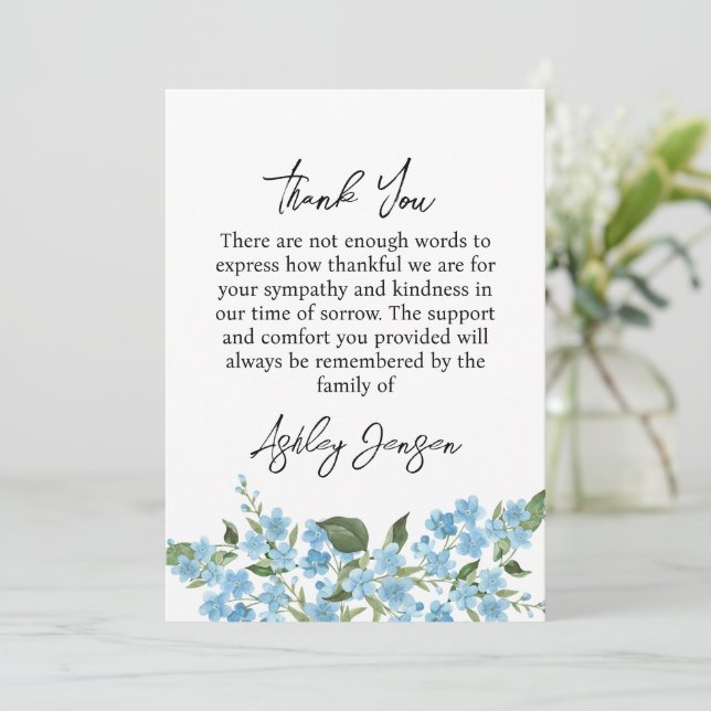 Tarjeta De Agradecimiento Sympathy Forget me not Thank You Card (Anverso de pie)