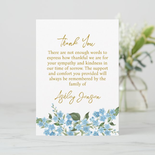 Tarjeta De Agradecimiento Sympathy Forget me not Thank You Card (Anverso de pie)