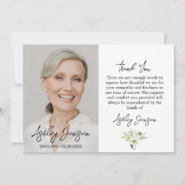 Tarjeta De Agradecimiento Sympathy Lily Photo Funeral Thank You Card
