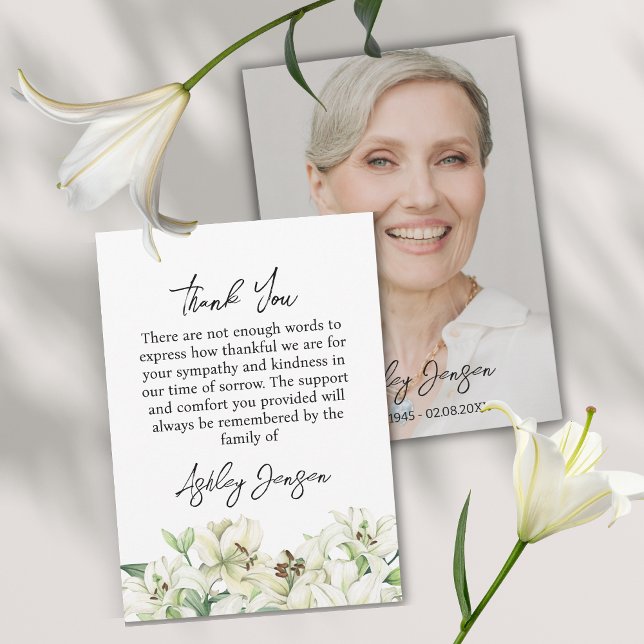 Tarjeta De Agradecimiento Sympathy Lily Photo Funeral Thank You Card (Subido por el creador)