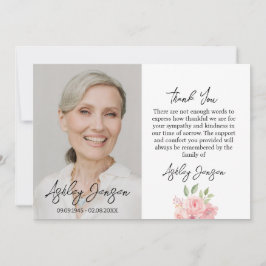 Tarjeta De Agradecimiento Sympathy Rose Photo Funeral Thank You Card