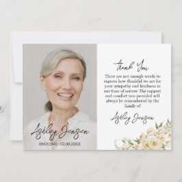 Tarjeta De Agradecimiento Sympathy White Rose Photo Funeral Thank You Card