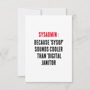 Tarjeta De Agradecimiento Sysadmin Porque el 'sysop' suena más frío que