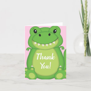 Tarjeta De Agradecimiento T-Rex Dinosaur Baby Shower Pink
