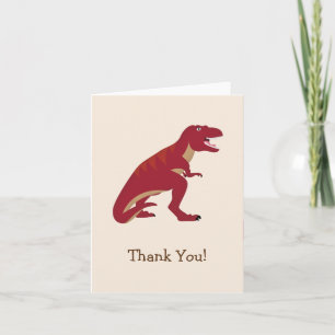 Tarjeta De Agradecimiento T-Rex rojo, niño del dinosaurio le agradece