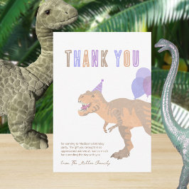 Tarjeta De Agradecimiento T-Rex Tan Lindos Niños T Rex Diversión Cumpleaños