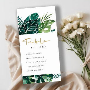 Tarjeta De Agradecimiento Tabla de tablas de asientos con hojas de monstera 