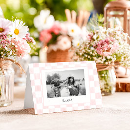 Tarjeta De Agradecimiento Tablero de ajedrez rosa personalizado con foto