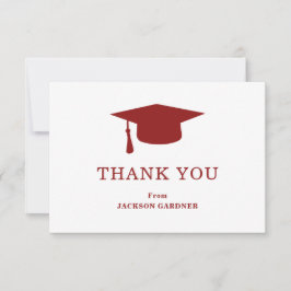 Tarjeta De Agradecimiento Tablon de Mortero Simple de Borgoña Graduación Mod